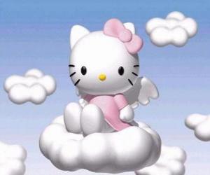 yapboz Hello Kitty bir bulut üzerinde uçan